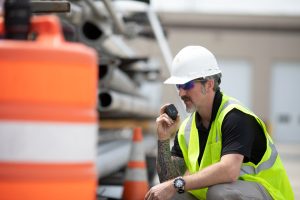 using two way radios on a construction site